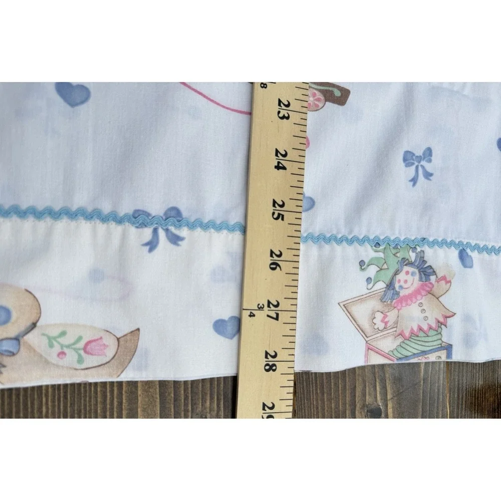 Vintage‎ Handmade Pillowcases Pair Nursery Teddy Bear Doll Kids Pastel Retro